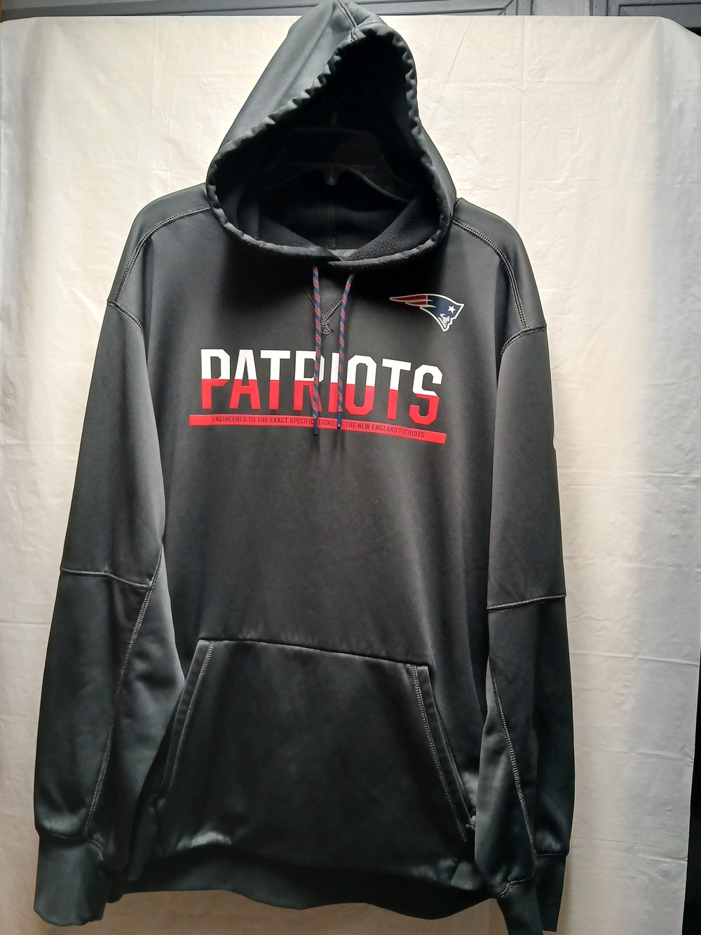 NFL Dark Gray Patriots Hoodie with Red and White Team Logo